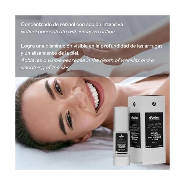 DBullón Profesional Sérum anti-rides dexpression, concentré de rétinol avec action intensive - 30 ml Crème Jour et Nuit