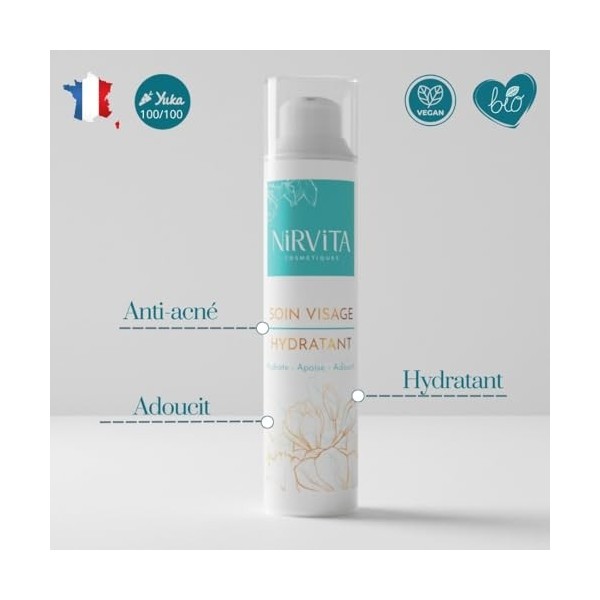 Soin Visage Anti-imperfections 50 ml Nirvita - Anti Acné - Anti Rougeurs, Hydratant pour le Visage, Testé Dermatologiquement 
