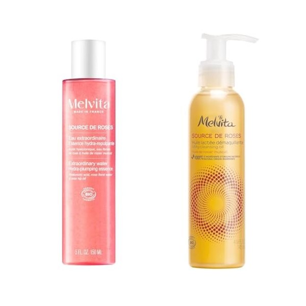 Melvita - Duo Démaquillant et Hydratant - Eau Extraordinaire et Huile Démaquillante - Fabriqué en France
