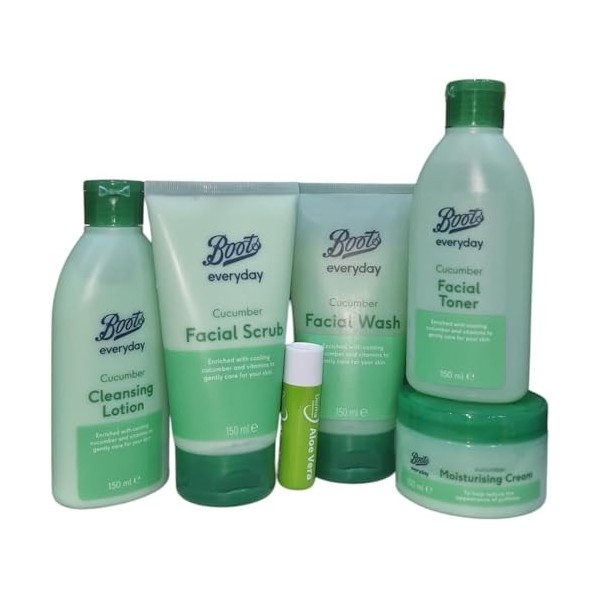 Boots Lot de 5 soins du visage au concombre avec baume à lèvres à laloe vera gratuit