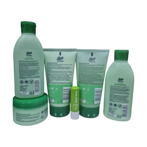 Boots Lot de 5 soins du visage au concombre avec baume à lèvres à laloe vera gratuit