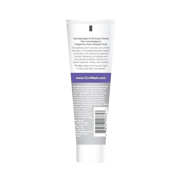 CLn Crème Hydratante Visage - Apaise & Calme la Peau, Aide à Réduire l’Apparence des Rougeurs, Retient l’Hydratation sans Obs