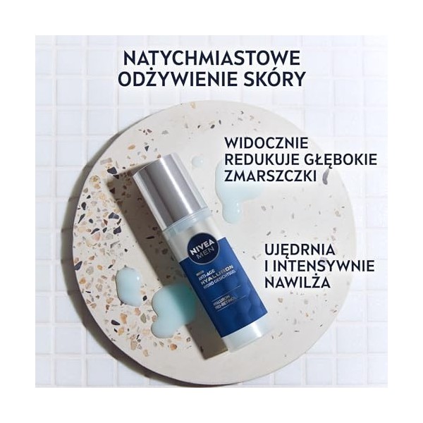 NIVEA MEN Gel anti-âge Hyaluron Hydro pour le visage rafraîchissant à lacide hyaluronique et au pro-rétinol, gel à absorptio
