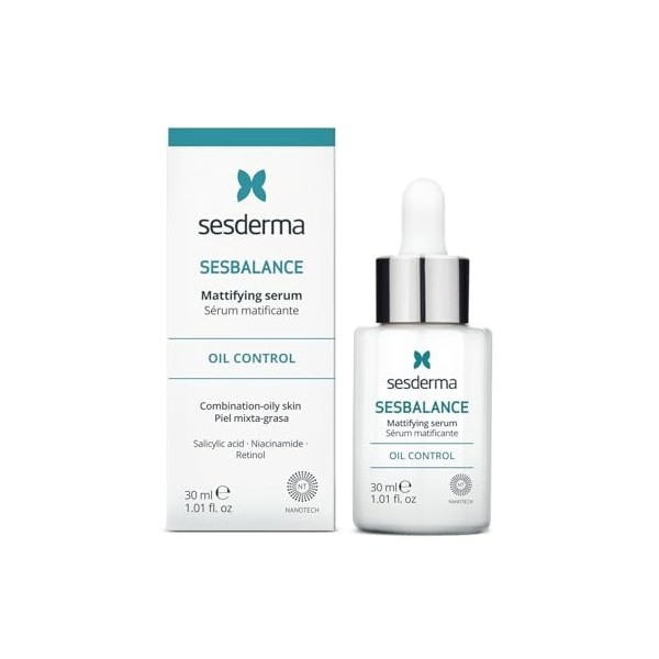 Sesderma Sesbalance Sérum – Réduire lexcès de sébum – Améliore lapparence des marques et imperfections – Propriétés hydrata