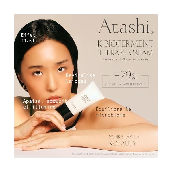 Atashi K-Bioferment | Therapy Cream Skin Booster | Soin activateur de jeunesse | Revitalisant anti-âge multi-correcteur | Crè