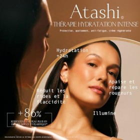 Atashi - Crème hydratante intense | Apaise les rougeurs, éclaircit et lisse la peau | Avec acide hyaluronique | Convient aux 