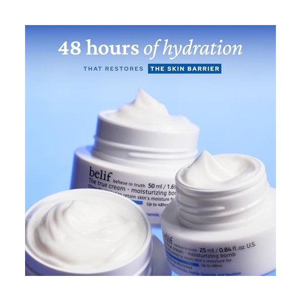 Belif The True Cream Bomb hydratant | Nouvelle et améliorée | 48 heures dhydratation | Barrière de la peau restaure | Peptid