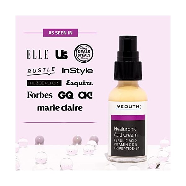 YEOUTH Acide Hyaluronique Creme Hydratante Visage avec Vitamine C, Perfect Anti-Wrinkle, Crème de Nuit Anti-Age pour la Peau 