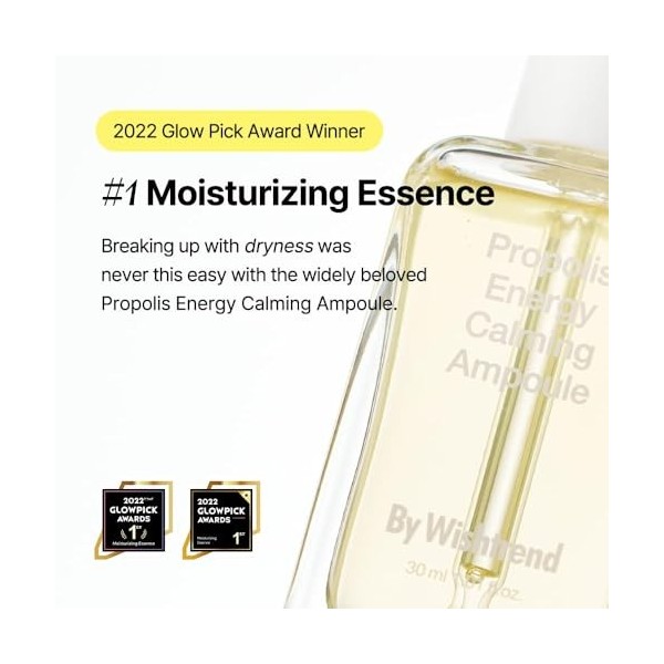 BY WISHTREND Ampoule apaisante à la propolis 30 ml 1,02 fl oz - Prévient les imperfections, hydrate, hyperpigmentation, idéal