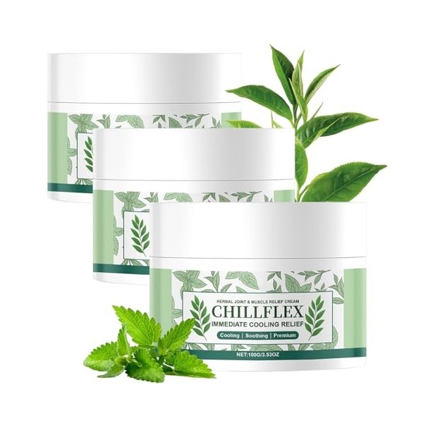 Crème Rafraîchissante CHILLFLEX, Crème Apaisante Au Menthol CHILLFLEX, Gel Apaisant Au Menthol Aux Herbes, Gel Rafraîchissant