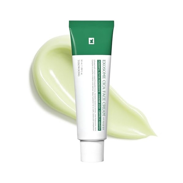 TOSOWOONG Crème Exosome CICA pour le visage – Crème hydratante quotidienne à la texture légère, formulée avec CICA et exosome
