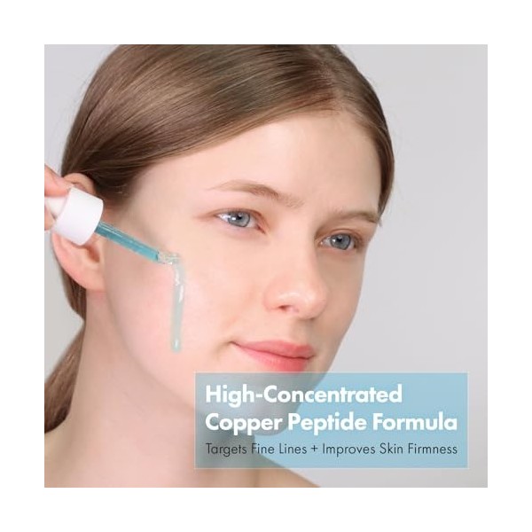 TOSOWOONG Sérum au peptide de cuivre pour le visage, Tripeptide de cuivre GHK-Cu, Formule à 12 peptides pour raffermir et hyd
