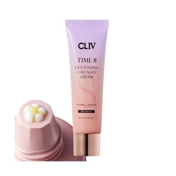 CLIV Crème Tonifiante Au Collagène Time 8 Lift, Soin Hydratant Coréen Pour Le Visage Aux Peptides, Niacinamide Et Complexe Mu