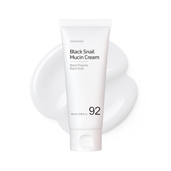 TOSOWOONG Crème pour le visage à 92% de mucine descargot noir, Propolis, Crème hydratante légère pour une peau douce et écla