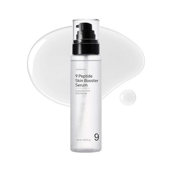 TOSOWOONG 9 Sérum peptidique pour la peau, Essence visage à base de niacinamide et d’acide hyaluronique, Convient à tous les 
