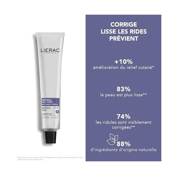 Lierac - Protocole Anti-Rides - La Crème 30ml - Solution Long Terme - Lisse, Repulpe et Réduit Visiblement les Rides - Soin V