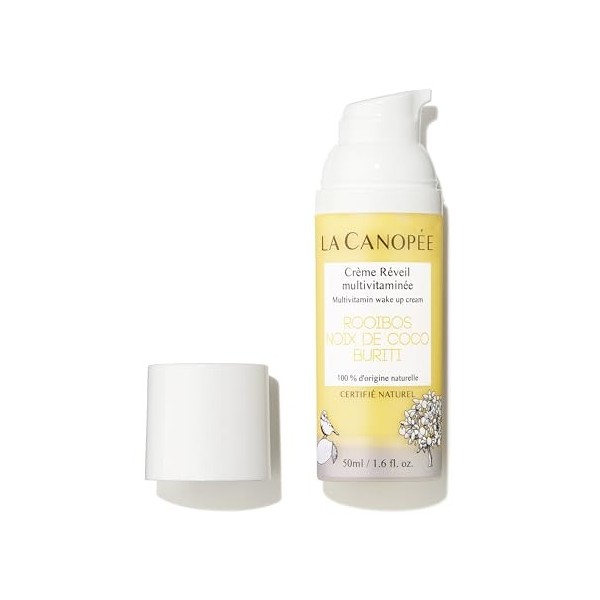 LA CANOPEE Crème Réveil Multivitaminée, Soin Visage Naturel, Rooibos et Noix de Coco, 50ml Crème Jour et Nuit
