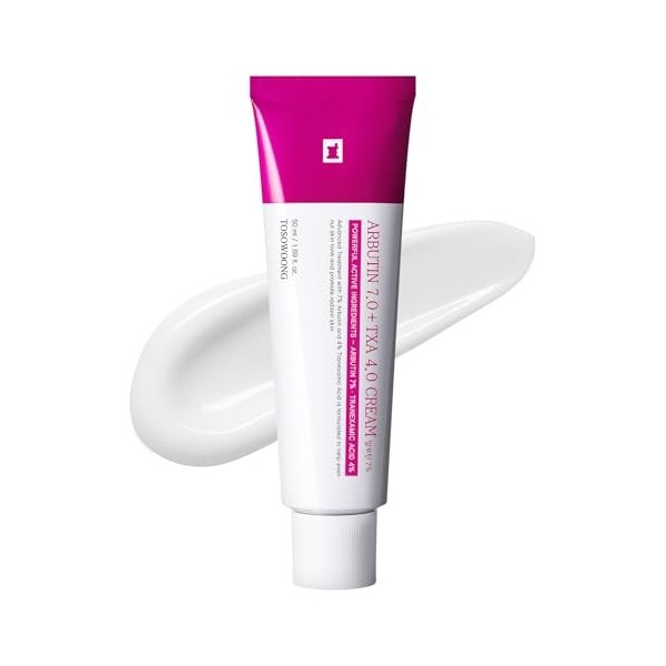 TOSOWOONG Crème Arbutine 7% + Acide Tranexamique 4%, 70000ppm Arbutine, 40000ppm TXA, Niacinamide, Glutathion, Taches, Soin v