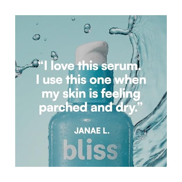 Bliss Sérum à lacide hyaluronique Drench Quench avec acides aminés Formule légère à base deau multicouches et repulpante po