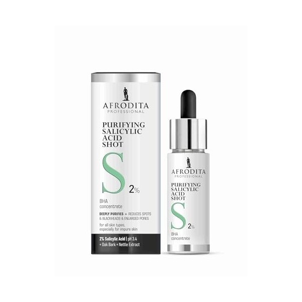 Afrodita Professional Sérum à lacide salicylique à 2 % de BHA, nettoyant pour les pores des points noirs et impuretés, sérum