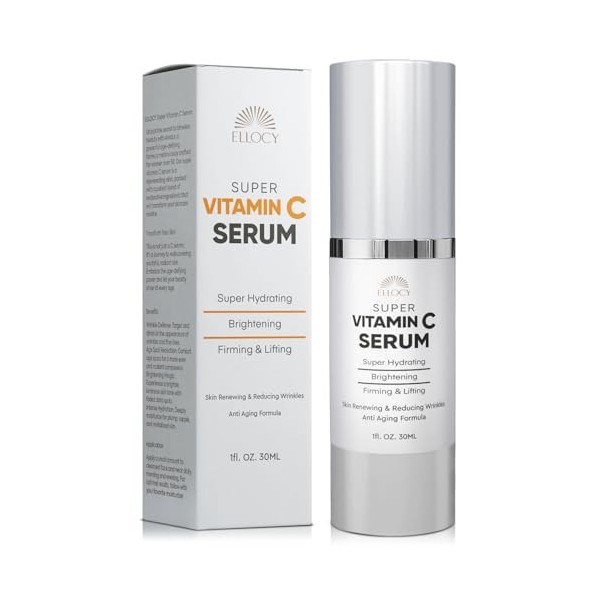 Sérum super vitamine C pour femmes de plus de 70 ans : vitamine C vitamine E acide hyaluronique caféine hydratant – Hydrate, 