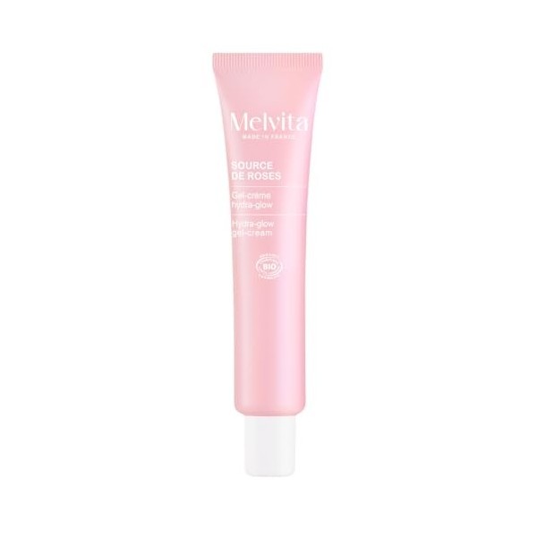 Melvita - Gel-Crème Hydra-Glow - Complexe Niacinamide-Like et Nacres Rosées - Hydratation Intense et Éclat - Tous Types de Pe