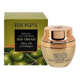 Bio Spa Collagène & Huile Olive Crème de Jour avec Extrait Algue Dunaliella aux Minéraux Mer Morte pour Hydrater & Nourrir La