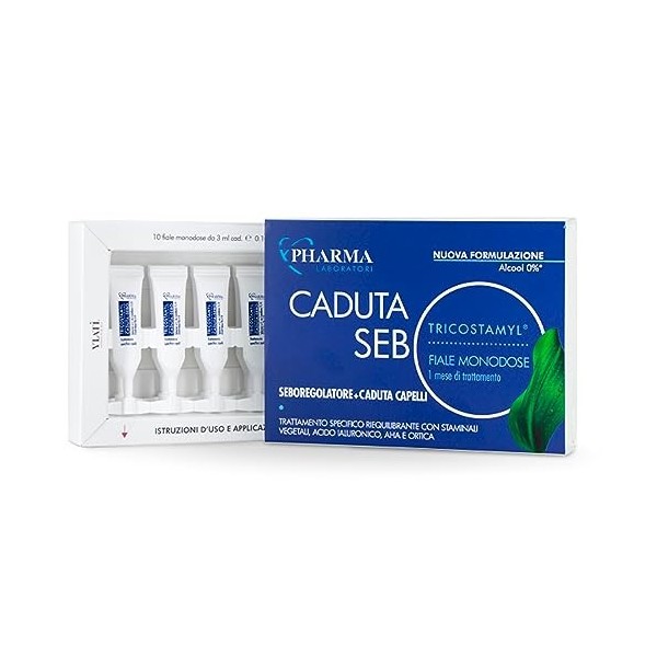 YLATÌ | Tricostamyl caduta-sebo Extra Forte 1 mois traitement spécifique des cheveux fragiles avec peau grasse Action durciss