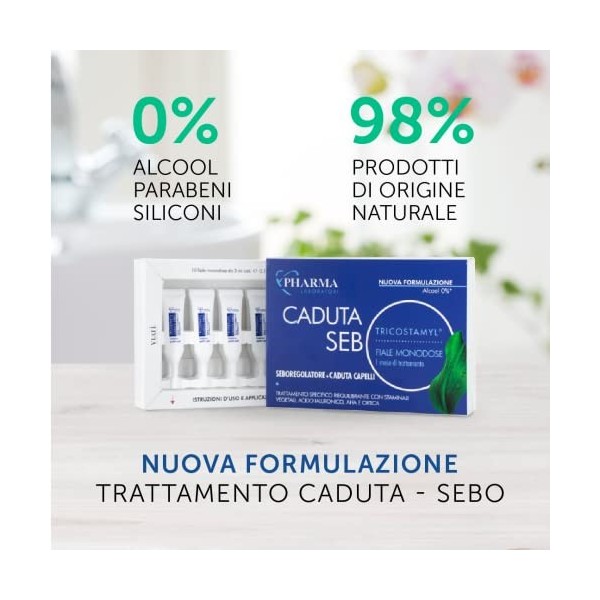 YLATÌ | Tricostamyl caduta-sebo Extra Forte 1 mois traitement spécifique des cheveux fragiles avec peau grasse Action durciss