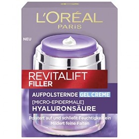 LOréal Paris Revitalift Filler Crème gel anti-âge hydratante anti-rides avec acide hyaluronique pur pour tous les types de p ...
