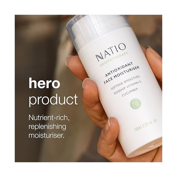 Natio Australia Hydratant Visage Antioxydant à lAromathérapie - Crème Anti-Âge pour le Visage - Lotion Visage pour Tous Type