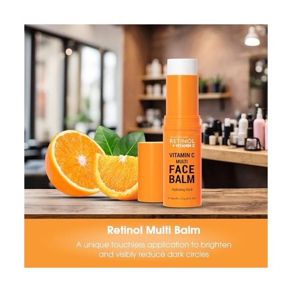 LIVAURA Baume Visage Rétinol + Vitamine C – Stick multi-usage hydratant anti-âge pour peau radieuse & plus jeune – Hydrate, r...