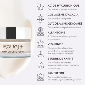 Rougj Creme hydratante visage 24h Effet Repulpant 50 ml, soin multi-action cou et décolleté, hydratant quotidien, soins visag...