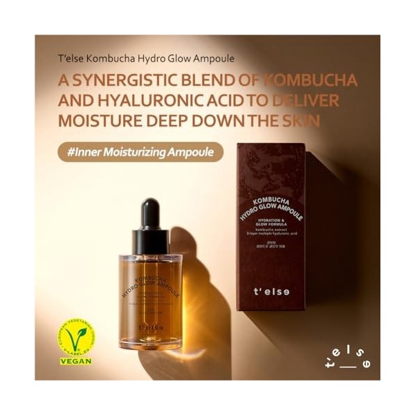 Telse Kombucha Teatox Ampoule 30 ml, raffermissant en profondeur Faical hydratant, végétalien, hydrate et adoucit la peau, 1