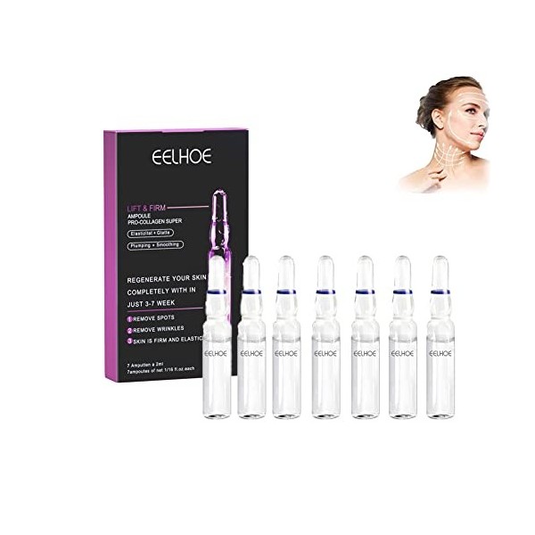 Concentré De Collagène Sérum Ampoules, Avec Aloe Pour Lifter Et Raffermir, Production De Collagène, 7 Jours Pour Une Peau Plu...