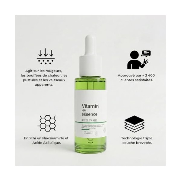 Rosyra Sérum Anti-Rougeurs Sérum visage, avec vitamine B5 et extrait de Fucus vesiculosus, hydrater et raffermir la peau couc...