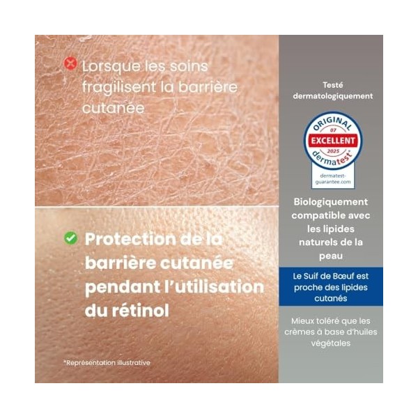 Crème Visage au Suif de Bœuf avec Rétinol – Anti-Âge & Régénération – Baume Tallow Grass Fed – à l’Huile d’Argan & Lavande – ...