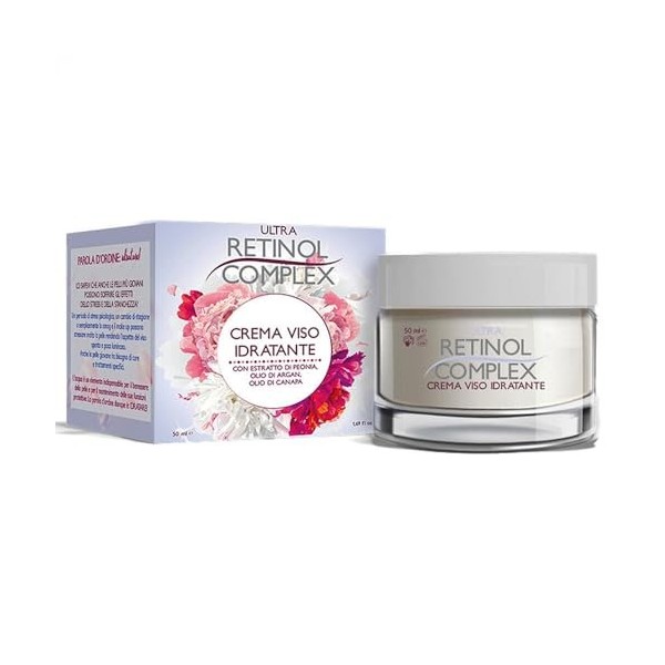 Ultra Retinol Complex Crème Visage Hydratante Extrait de Pivoine, Huile dArgan et Chanvre 50 ml