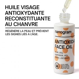 Nanogram™ Huile Chanvre Visage - Huile de Chanvre Visage, Huile de Prune et Extrait de Coquelicot - Huile de Soin Antioxydant