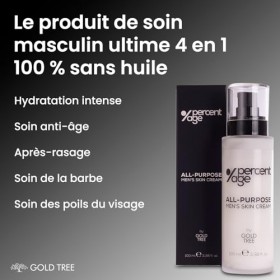 PERCENT AGE Creme Visage Homme. Crème Hydratante pour le Visage des Hommes 100 ml. Crème Anti-Âge pour à lAcide Hyaluronique