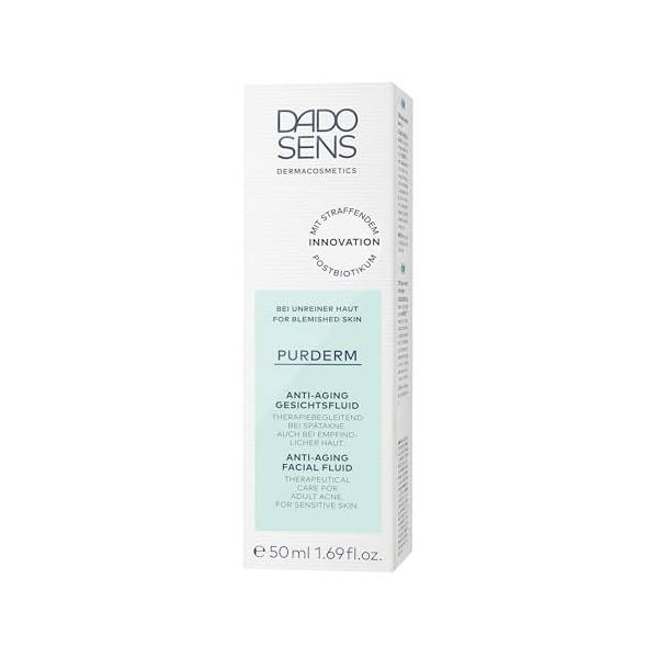 DADO SENS Purderm Fluide anti-âge pour le visage 50 ml – Effet anti-acné et anti-âge, réduit les rides et affine la peau, p