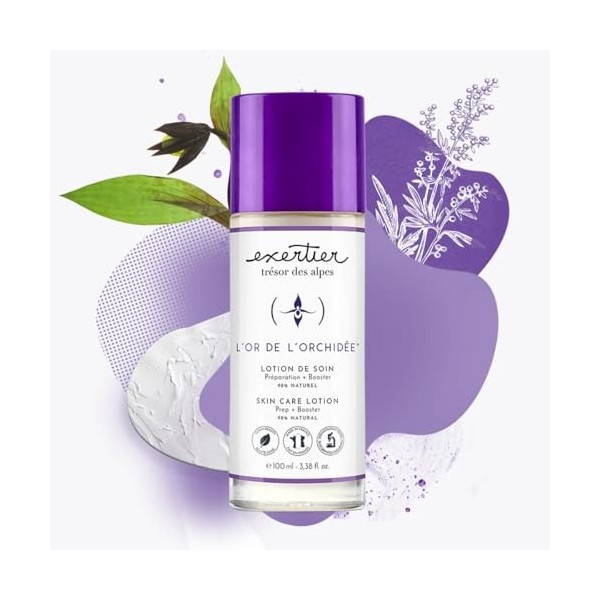 Exertier Lotion de Soin 100ml, Raffermissant & Correcteur, À lOrchidées,Pro Collagène et Plantain, Anti-Âge & Anti-Rides