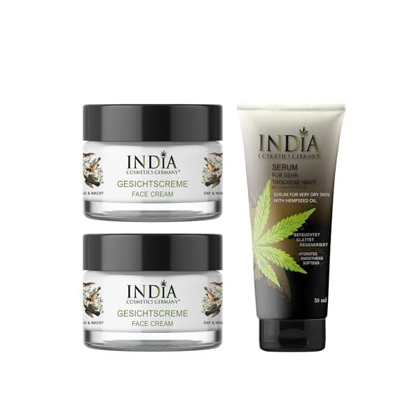 Coffret de soins pour le visage et la peau à lextrait dhuile de chanvre biologique dINDIA COSMETICS GERMANY de qualité sup