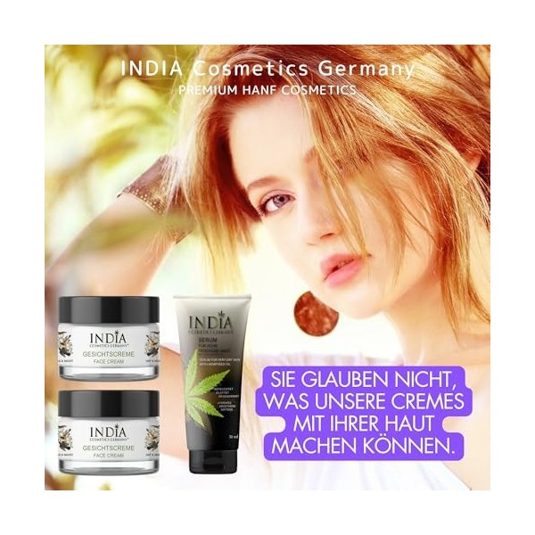 Coffret de soins pour le visage et la peau à lextrait dhuile de chanvre biologique dINDIA COSMETICS GERMANY de qualité sup