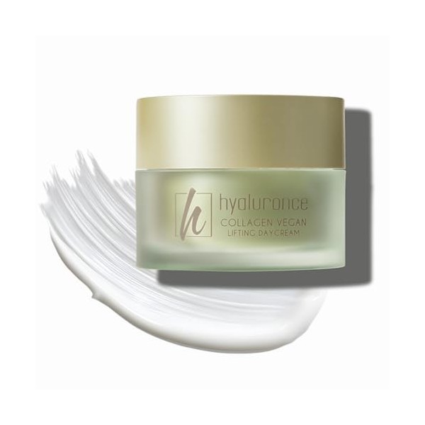 hyaluronce Crème de jour au collagène végétalien - Crème de jour lifting pour le visage et le cou - Hydratante et lisse - Ave