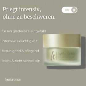 hyaluronce Crème de jour au collagène végétalien - Crème de jour lifting pour le visage et le cou - Hydratante et lisse - Ave