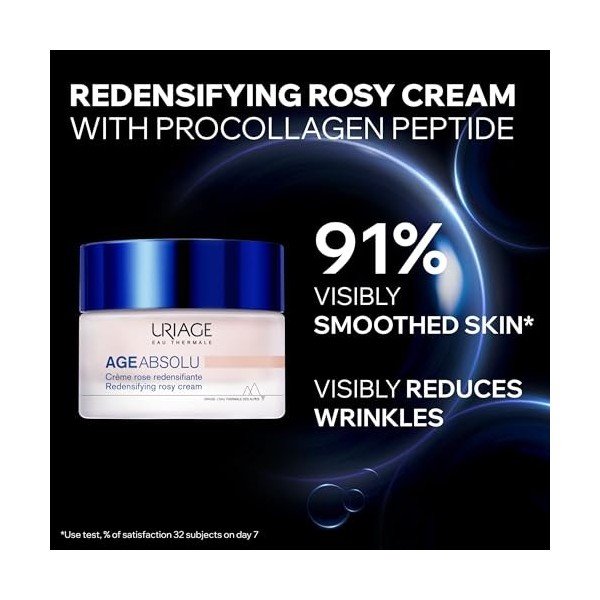 Uriage Age Absolu Crème Anti-Rides - Rétinol, Acide Hyaluronique, Vitamine C & E - Booster Procollagène x6 - Rides, Relâcheme