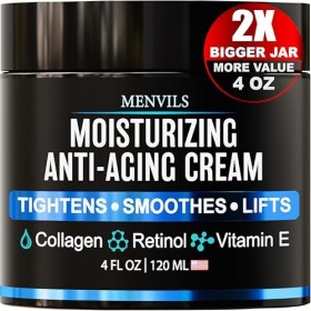 Crème hydratante pour le visage pour homme - Crème anti-âge pour homme avec collagène, rétinol, vitamines E, huile de jojoba 