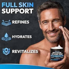 Crème hydratante pour le visage pour homme - Crème anti-âge pour homme avec collagène, rétinol, vitamines E, huile de jojoba 