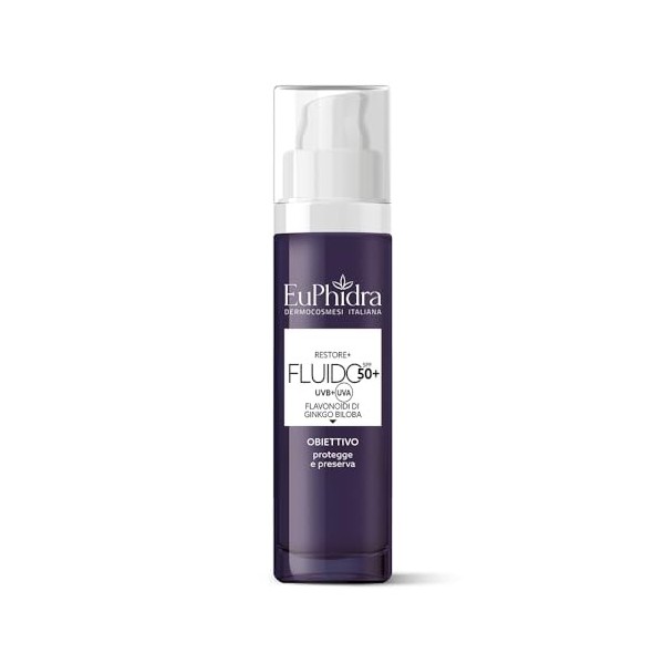 Euphidra Restore+ Fluide Spf 50+ Avec Flavonoïdes De Ginkgo Biloba Protège Et Préserve